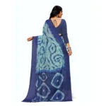 Generic Women's Georgette Printed Saree With Unstitched Blouse (Blue) - Image 3