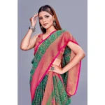 Generic Women's Viscose Rayon Printed Saree With Unstitched Blouse (Rama) - Image 4