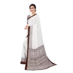 Generic Women's Georgette Printed Saree With Unstitched Blouse (Coffee) - Image 4
