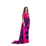 Generic Women's Satin Patta Printed Saree With Unstitched Blouse (Pink) - Image 2