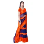 Generic Women's Satin Patta Printed Saree With Unstitched Blouse (Orange) - Image 2