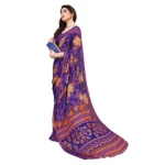 Generic Women's Viscose Rayon Printed Saree With Unstitched Blouse (Blue) - Image 3