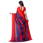 Generic Women's Satin Patta Printed Saree With Unstitched Blouse (Red) - Image 2