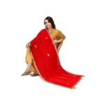 Generic Women's Velvet Gotta Patti Dupatta (Red, Length: 2.25 to 2.50 Mtr) - Image 2