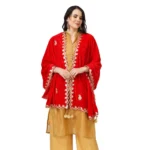 Generic Women's Velvet Gotta Patti Dupatta (Red, Length: 2.25 to 2.50 Mtr) - Image 3