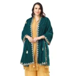 Generic Women's Velvet Gotta Patti Dupatta (Dark Green, Length: 2.25 to 2.50 Mtr) - Image 3
