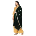 Generic Women's Velvet Gotta Patti Dupatta (Green, Length: 2.25 to 2.50 Mtr) - Image 5