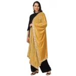 Generic Women's Velvet Gotta Patti Dupatta (Yellow, Length: 2.25 to 2.50 Mtr) - Image 5