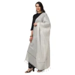 Generic Women's Chanderi Solid Dupatta (White, Length: 2.25 to 2.50 Mtr) - Image 5