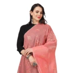Generic Women's Cotton Embroidered Dupatta (Peach, Length: 2.25 to 2.50 Mtr) - Image 4