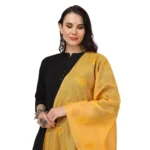 Generic Women's Cotton Embroidered Dupatta (Yellow, Length: 2.25 to 2.50 Mtr) - Image 4