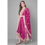 Generic Women's Velvet Gotta Patti Dupatta (Purple, Length: 2.25 to 2.50 Mtr) - Image 3