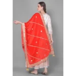 Generic Women's Velvet Gotta Patti Dupatta (Red, Length: 2.25 to 2.50 Mtr) - Image 4