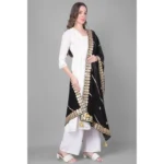 Generic Women's Velvet Gotta Patti Dupatta (Black, Length: 2.25 to 2.50 Mtr) - Image 2