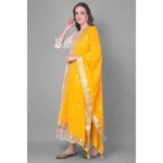 Generic Women's Velvet Gotta Patti Dupatta (Yellow, Length: 2.25 to 2.50 Mtr) - Image 3