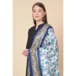 Generic Women's Art Silk Printed Dupatta (Blue, Length: 2.25 to 2.50 Mtr) - Image 2