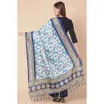 Generic Women's Art Silk Printed Dupatta (Blue, Length: 2.25 to 2.50 Mtr) - Image 4