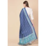 Generic Women's Art Silk Printed Dupatta (Blue, Length: 2.25 to 2.50 Mtr) - Image 4