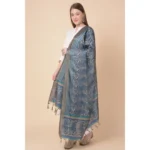 Generic Women's Art Silk Printed Dupatta (Blue, Length: 2.25 to 2.50 Mtr) - Image 4