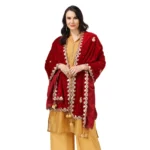 Generic Women's Velvet Gotta Patti Dupatta (Maroon, Length: 2.25 to 2.50 Mtr) - Image 4