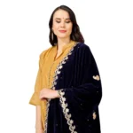 Generic Women's Velvet Gotta Patti Dupatta (Blue, Length: 2.25 to 2.50 Mtr) - Image 4