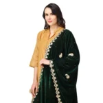 Generic Women's Velvet Gotta Patti Dupatta (Green, Length: 2.25 to 2.50 Mtr) - Image 4