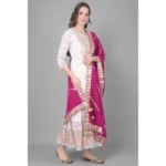 Generic Women's Velvet Gotta Patti Dupatta (Purple, Length: 2.25 to 2.50 Mtr) - Image 2