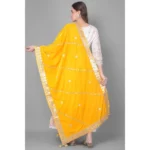 Generic Women's Velvet Gotta Patti Dupatta (Yellow, Length: 2.25 to 2.50 Mtr) - Image 4