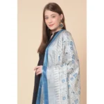 Generic Women's Art Silk Printed Dupatta (Turquoise, Length: 2.25 to 2.50 Mtr) - Image 2