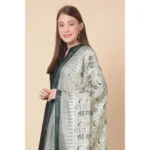 Generic Women's Art Silk Printed Dupatta (Grey, Length: 2.25 to 2.50 Mtr) - Image 2