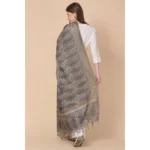 Generic Women's Art Silk Printed Dupatta (Grey, Length: 2.25 to 2.50 Mtr) - Image 4