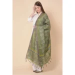 Generic Women's Art Silk Printed Dupatta (Green, Length: 2.25 to 2.50 Mtr) - Image 3