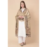 Generic Women's Art Silk Printed Dupatta (Gold, Length: 2.25 to 2.50 Mtr) - Image 4
