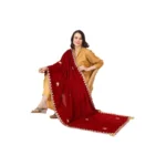 Generic Women's Velvet Gotta Patti Dupatta (Maroon, Length: 2.25 to 2.50 Mtr) - Image 2