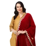 Generic Women's Velvet Gotta Patti Dupatta (Maroon, Length: 2.25 to 2.50 Mtr) - Image 5