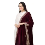 Generic Women's Velvet Gotta Patti Dupatta (Purple, Length: 2.25 to 2.50 Mtr) - Image 4