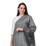 Generic Women's Cotton Embroidered Dupatta (Grey, Length: 2.25 to 2.50 Mtr) - Image 4