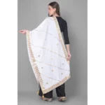 Generic Women's Velvet Gotta Patti Dupatta (Off White, Length: 2.25 to 2.50 Mtr) - Image 4