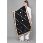 Generic Women's Velvet Gotta Patti Dupatta (Black, Length: 2.25 to 2.50 Mtr) - Image 4