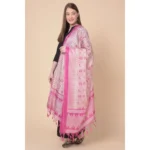 Generic Women's Art Silk Printed Dupatta (Pink, Length: 2.25 to 2.50 Mtr) - Image 2