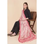 Generic Women's Art Silk Printed Dupatta (Red, Length: 2.25 to 2.50 Mtr) - Image 2