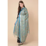 Generic Women's Art Silk Printed Dupatta (Turquoise, Length: 2.25 to 2.50 Mtr) - Image 4