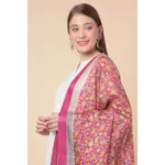 Generic Women's Art Silk Printed Dupatta (Pink, Length: 2.25 to 2.50 Mtr) - Image 3