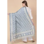 Generic Women's Art Silk Printed Dupatta (Grey, Length: 2.25 to 2.50 Mtr) - Image 2