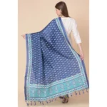 Generic Women's Art Silk Printed Dupatta (Blue, Length: 2.25 to 2.50 Mtr) - Image 5