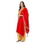 Generic Women's Velvet Gotta Patti Dupatta (Red, Length: 2.25 to 2.50 Mtr) - Image 5