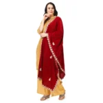 Generic Women's Velvet Gotta Patti Dupatta (Maroon, Length: 2.25 to 2.50 Mtr) - Image 3