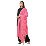 Generic Women's Velvet Gotta Patti Dupatta (Pink, Length: 2.25 to 2.50 Mtr) - Image 5