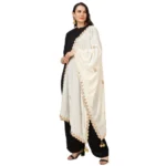 Generic Women's Velvet Gotta Patti Dupatta (Off White, Length: 2.25 to 2.50 Mtr) - Image 5