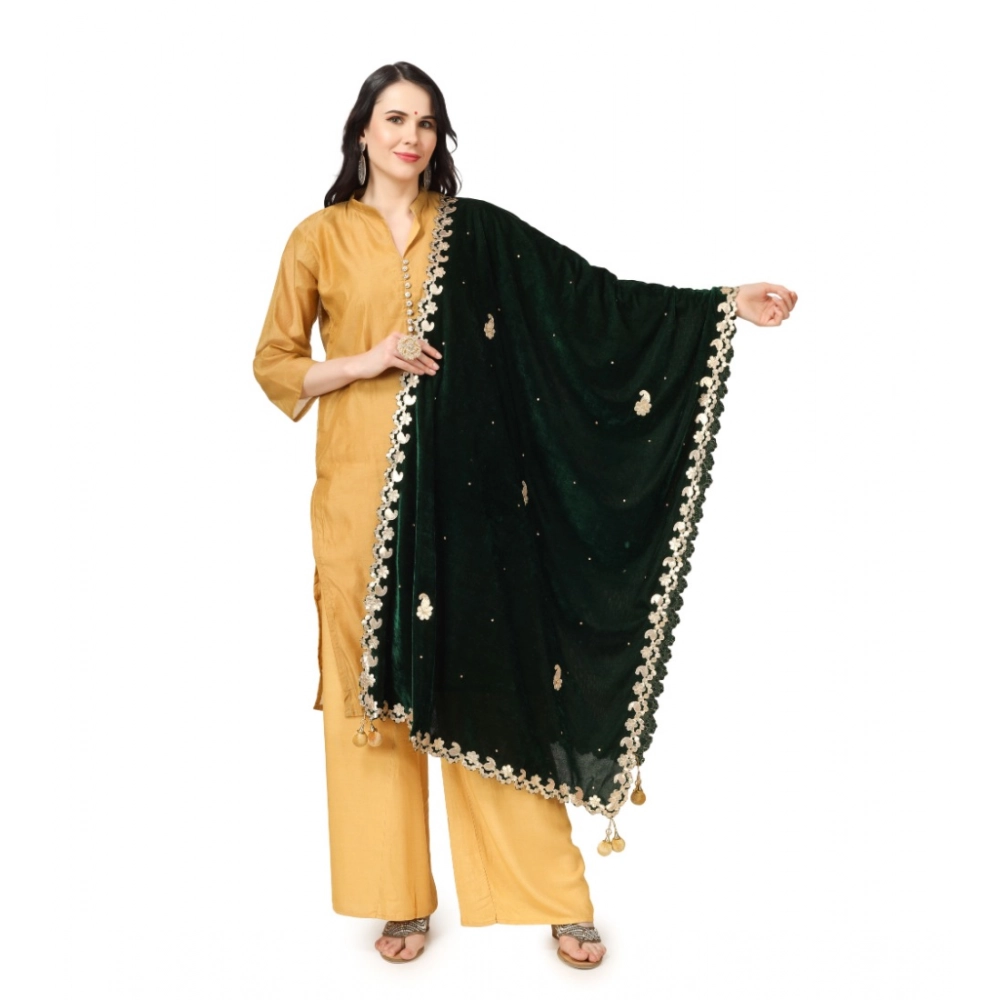 53510450899_103d9c0eca_o_d-1000x1000-1.webp Generic Women's Velvet Gotta Patti Dupatta (Green, Length: 2.25 to 2.50 Mtr) - Image 1